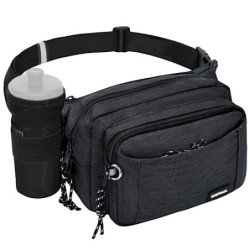 ONETOALL Bauchtasche mit Flaschenhalter, Gürteltasche für Damen und Herren, Hüfttasche mit 4 Reißverschlussfächern, großer Ba