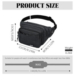 ONETOALL Bauchtasche mit Flaschenhalter, Gürteltasche für Damen und Herren, Hüfttasche mit 4 Reißverschlussfächern, großer Ba