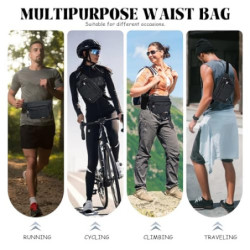 ONETOALL Bauchtasche mit Flaschenhalter, Gürteltasche für Damen und Herren, Hüfttasche mit 4 Reißverschlussfächern, großer Ba