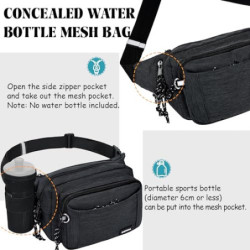 ONETOALL Bauchtasche mit Flaschenhalter, Gürteltasche für Damen und Herren, Hüfttasche mit 4 Reißverschlussfächern, großer Ba