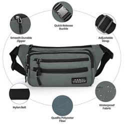 Sarsumir Bauchtasche Gürteltasche für Damen Herren Hüfttasche wasserdichte Multifunktionale Bauchtasche mit 6 Reißverschlusst