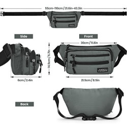 Sarsumir Bauchtasche Gürteltasche für Damen Herren Hüfttasche wasserdichte Multifunktionale Bauchtasche mit 6 Reißverschlusst