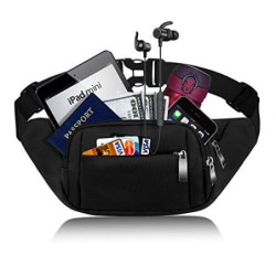 Bauchtasche Damen Große Kapazität Gürteltasche Herren 4 Reißverschluss Taschen wasserdichte Hüfttasche Schwarz für 7,9 Mini