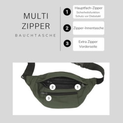 Bauchtasche Herren und Damen, Unisex Gürteltasche mit vielen Reißverschlussfächer für maximalen Stauraum, Hüfttasche für Spor