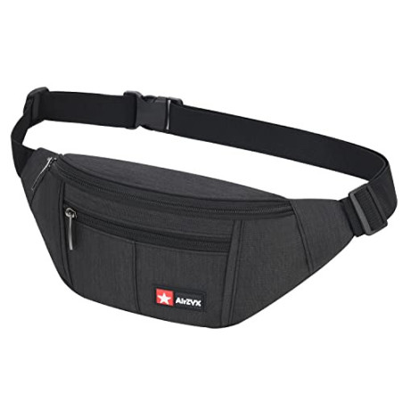 AirZyx wasserdichte Bauchtasche für Reise Sport alle Outdoor Aktivitäten  Schwarz 