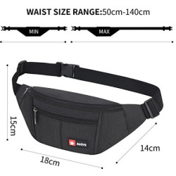AirZyx wasserdichte Bauchtasche für Reise Sport alle Outdoor Aktivitäten  Schwarz 