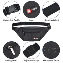 AirZyx wasserdichte Bauchtasche für Reise Sport alle Outdoor Aktivitäten  Schwarz 