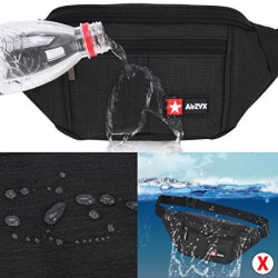 AirZyx wasserdichte Bauchtasche für Reise Sport alle Outdoor Aktivitäten  Schwarz 