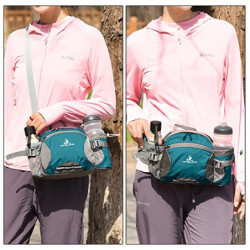 Bauchtasche Gürteltasche mit Flaschenhalter Hüfttasche Sport Wasserdicht Bumbag Waist Fanny Pack für Outdoor Reise Wandern Hu