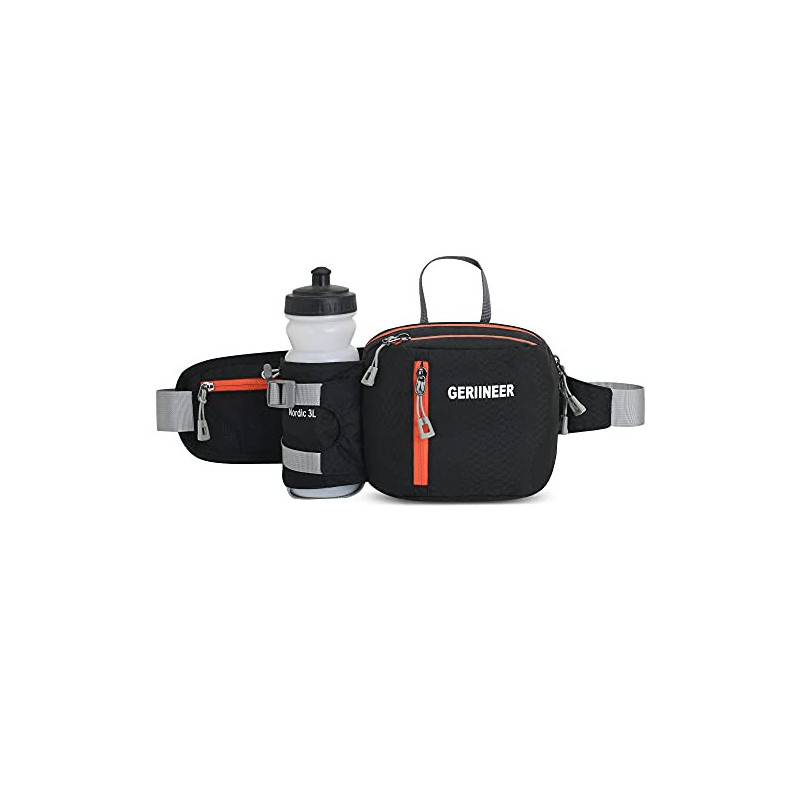 GERIINEER wasserdichte Bauchtasche Gürteltasche mit Flaschenhalter Damen und Herren, Bauchtasche Geeignet für Reise Sport Run GERIINEER wasserdichte Bauchtasche Gürteltasche mit Flaschenhalter Damen und Herren, Bauchtasche Geeignet für Reise Sport Run