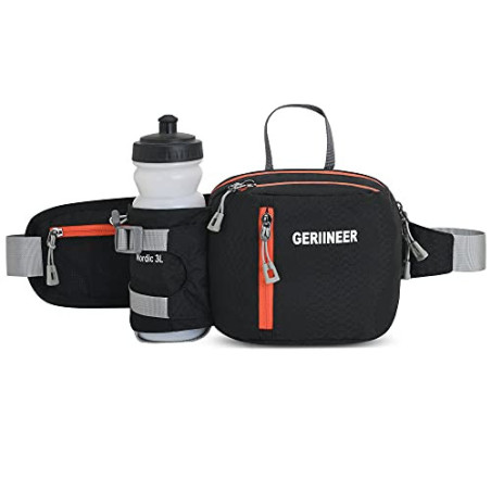 GERIINEER wasserdichte Bauchtasche Gürteltasche mit Flaschenhalter Damen und Herren, Bauchtasche Geeignet für Reise Sport Run