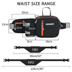 GERIINEER wasserdichte Bauchtasche Gürteltasche mit Flaschenhalter Damen und Herren, Bauchtasche Geeignet für Reise Sport Run