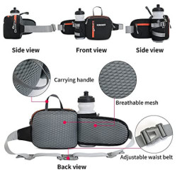 GERIINEER wasserdichte Bauchtasche Gürteltasche mit Flaschenhalter Damen und Herren, Bauchtasche Geeignet für Reise Sport Run