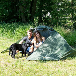 outdoorer Trekkingzelt für 1-2 Personen Trek It Easy 2, leichtes Fix up Schnellaufbau-Zelt mit Apsis, kleines Packmaß, grün,