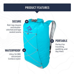 Sea to Summit - Ultra-Sil Dry Tagesrucksack 22L - Wasserdichter & Ultraleichter Rucksack - Cordura-Gewebe 30D - Kompakter Pac