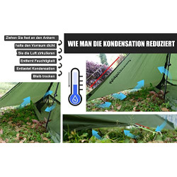 1 Personen Zelt für Camping – Ultraleicht Trekkingstock Zelt, Wasserdicht Outdoor 1 Mann Zelt, Kompakt Zelt mit Kleines Packm