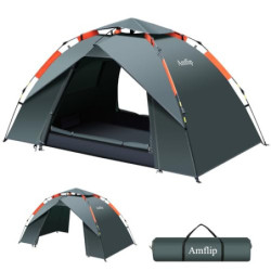 Amflip Campingzelt Automatisches 1 Personen Sofortzelt Pop Up Ultraleichtes Kuppelzelt 4 Jahreszeiten Wasserdicht & Winddicht