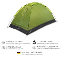 Cleanlevel Zelt 1 Person | 1 Mann Zelt für Festival- und Camping Ultraleicht 1,2kg | Wasserabweisend | Einmannzelt inkl. Trag