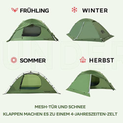1-Person Camping Zelt - 4 Saison Wasserdicht 1 Mann Zelt mit Kleines Packmaß, Ultraleicht 1 Personen Zelt den Winter, Einfach