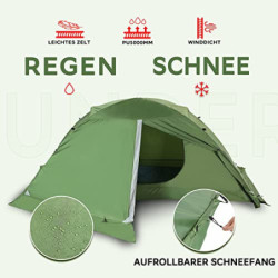 1-Person Camping Zelt - 4 Saison Wasserdicht 1 Mann Zelt mit Kleines Packmaß, Ultraleicht 1 Personen Zelt den Winter, Einfach