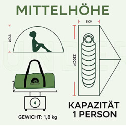 1-Person Camping Zelt - 4 Saison Wasserdicht 1 Mann Zelt mit Kleines Packmaß, Ultraleicht 1 Personen Zelt den Winter, Einfach