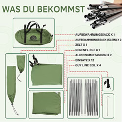 1-Person Camping Zelt - 4 Saison Wasserdicht 1 Mann Zelt mit Kleines Packmaß, Ultraleicht 1 Personen Zelt den Winter, Einfach