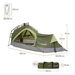 Lumaland Where Tomorrow Solo-Zelt Pop Up Wurfzelt 1-Personen-Zelt - Dreieck - 225x100x57 cm - Camping Festival - Ultraleicht,