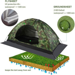 Einmann-Zelt, Wandern, Rucksackreisen, leicht, wasserdicht, Outdoor-Camouflage, UV-Schutz, Zelt für Camping, Wandern, Bergste