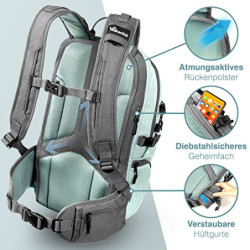 Valkental - Hochwertiger & Nachhaltiger Rucksack mit verstaubaren Hüftgurten | 22L | Erweiterbar mit Bauchtasche - Geeignet a