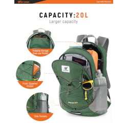 SKYSPER 20L Faltbarer Rucksack Ultraleicht Wanderrucksack Reiserucksack Tagesrucksack für Outdoor Wandern Camping