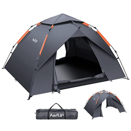 Amflip Campingzelt Automatisches 2 Personen Sofortzelt Pop Up Ultraleichtes Kuppelzelt 4 Jahreszeiten Wasserdicht & Winddicht