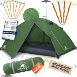 NORDBÄR® Zelt für 1-2 Personen Ultraleicht & wasserdicht | 1-2 Mann Zelt für Camping, Trekking, Festival | Outdoor, Trekkingz