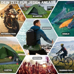 NORDBÄR® Zelt für 1-2 Personen Ultraleicht & wasserdicht | 1-2 Mann Zelt für Camping, Trekking, Festival | Outdoor, Trekkingz