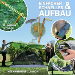 NORDBÄR® Zelt für 1-2 Personen Ultraleicht & wasserdicht | 1-2 Mann Zelt für Camping, Trekking, Festival | Outdoor, Trekkingz