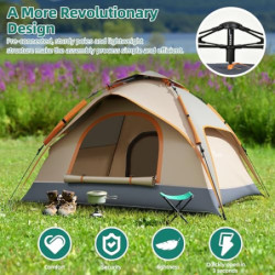 YITAHOME Camping Zelt, Pop up Zelt 2 Personen Wasserdicht Familie Kuppelzelt Wasserdicht Winddich 210D Oxford Reißfestigkeit,