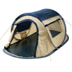 CampFeuer Zelt Quiki für 2 Personen | Creme/Blau | Wurfzelt Aufbau in 2 Sekunden, Wasserabweisend | Quicktent für Festival, C