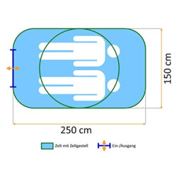 CampFeuer Zelt Quiki für 2 Personen | Creme/Blau | Wurfzelt Aufbau in 2 Sekunden, Wasserabweisend | Quicktent für Festival, C