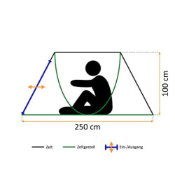 CampFeuer Zelt Quiki für 2 Personen | Creme/Blau | Wurfzelt Aufbau in 2 Sekunden, Wasserabweisend | Quicktent für Festival, C