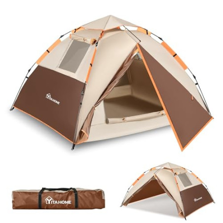 YITAHOME Camping Zelt, Pop up Zelt 2 Personen Wasserdicht Familie Kuppelzelt Wasserdicht Winddich 210D Oxford Reißfestigkeit 