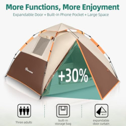 YITAHOME Camping Zelt, Pop up Zelt 2 Personen Wasserdicht Familie Kuppelzelt Wasserdicht Winddich 210D Oxford Reißfestigkeit 