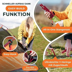 Tourbold Zelt 2 Personen | Tourbude II | kleines Packmaß | Ultraleicht | wasserdicht | großes Innenzelt | Doppelschichtzelt |