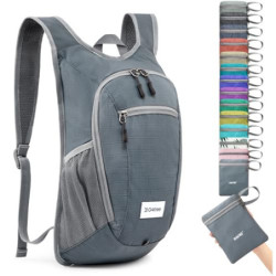 G4Free Kleiner Rucksack, 10/15 l, faltbar, leicht, verstaubar, Tagesrucksack, Reisen, Outdoor, Wandern, Schultertasche, Grau 