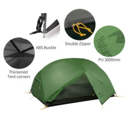 Naturehike Mongar Ultraleichte 2 Personen Zelt 210T Silikon Doppelten Camping Zelt  210T Waldgrün 