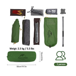Naturehike Mongar Ultraleichte 2 Personen Zelt 210T Silikon Doppelten Camping Zelt  210T Waldgrün 