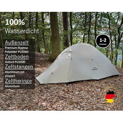 Einfach Draussen® NEU Zelt 2 Personen, Kuppelzelt für 1-2 Personen zum Camping, freistehend, Ultraleicht, wasserdicht, Selbst