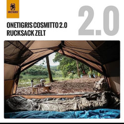 OneTigris COSMITTO 2 Personen Rucksack Zelt - Freistehend leicht wasserdicht 3 Jahreszeiten Camping Zelt für Outdoor Wandern 