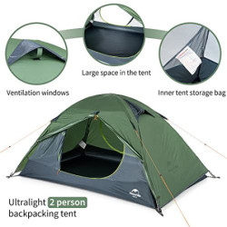 Naturehike Ultraleichtes Silikonzelt Campingzelt 2 Personen Zelt Regenfest Camping Wandern 3-4 Saison Zelt  Grün 
