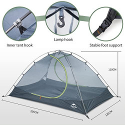 Naturehike Ultraleichtes Silikonzelt Campingzelt 2 Personen Zelt Regenfest Camping Wandern 3-4 Saison Zelt  Grün 