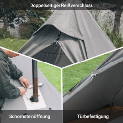 KingCamp ANIZO 320 Tipi Zelt für 1-2 Personen, Spitzdachzelt mit Schornstein, Indianerzelt für Camping, Wandern, UV-Schutz Fi