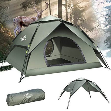 Camping Zelt Automatisches Sofortzelt 2-3 Personen Pop Up, Doppelschicht Wasserdicht & Winddichte Ultraleichte Kuppelzelt UV 